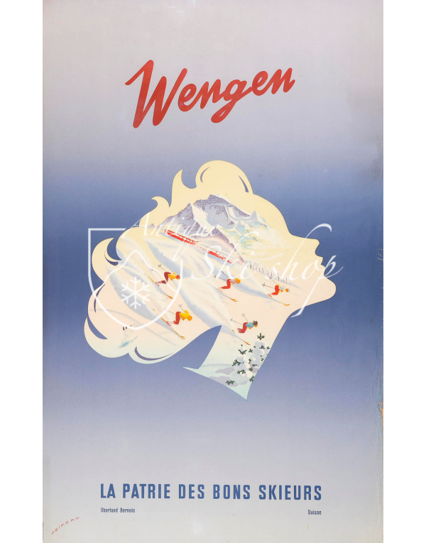 Vintage Swiss Ski Poster : WENGEN - THE HOMELAND FOR GOOD SKIERS Vintage Swiss Ski Poster : WENGEN - THE HOMELAND FOR GOOD SKIERS