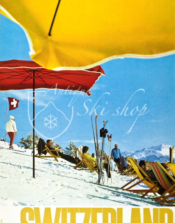 Vintage Swiss Ski Poster : SWITZERLAND - VILLARS Vintage Swiss Ski Poster : SWITZERLAND - VILLARS