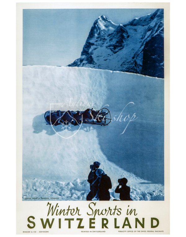 Vintage Swiss Travel Poster : WINTER SPORTS IN SWITZERLAND Vintage Swiss Travel Poster : WINTER SPORTS IN SWITZERLAND