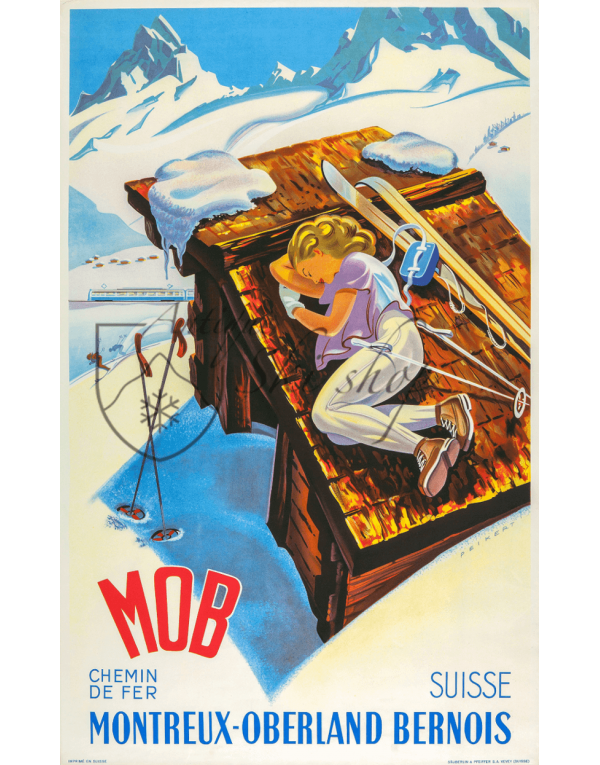 Vintage Swiss Travel Poster : MONTREUX-OBERLAND BERNOIS Vintage Swiss Travel Poster : MONTREUX-OBERLAND BERNOIS