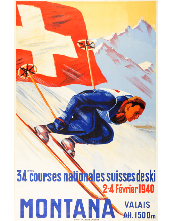 Vintage Swiss Ski Poster : MONTANA (SOLD - Print Available) Vintage Swiss Ski Poster : MONTANA (SOLD - Print Available)