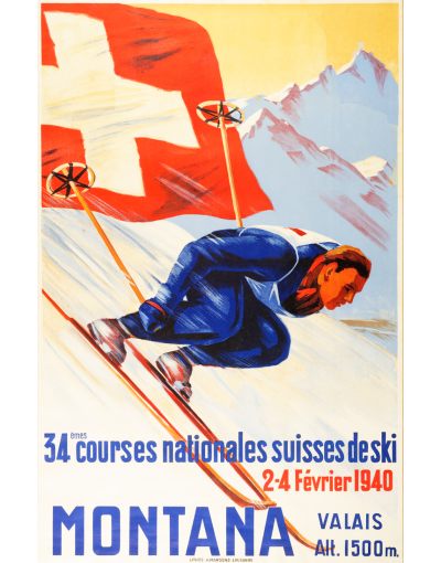 Vintage Swiss Ski Poster : MONTANA (SOLD - Print Available)