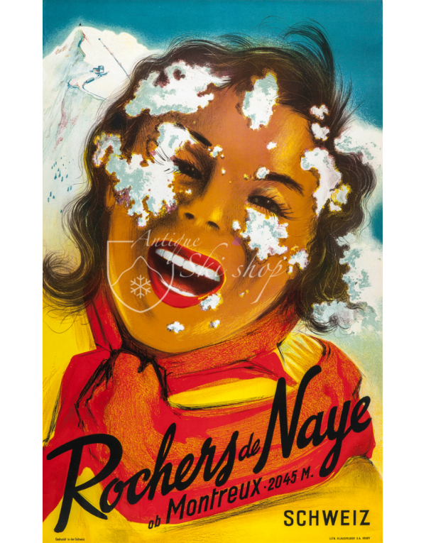 Vintage Swiss Ski Poster : ROCHERS DE NAYE (2) Vintage Swiss Ski Poster : ROCHERS DE NAYE (2)