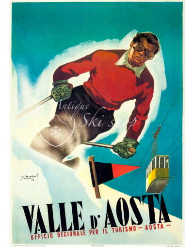 Vintage Italian Ski Poster : VALLE D'AOSTA