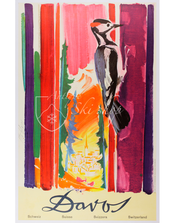 Vintage Swiss Ski Resort Poster : DAVOS (3)
