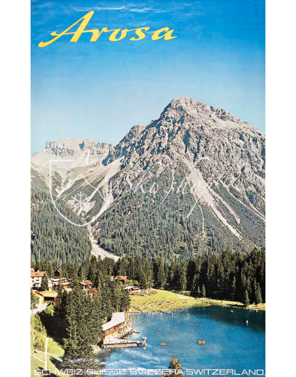 Vintage Swiss Ski Resort Poster : AROSA - LAKE Vintage Swiss Ski Resort Poster : AROSA - LAKE