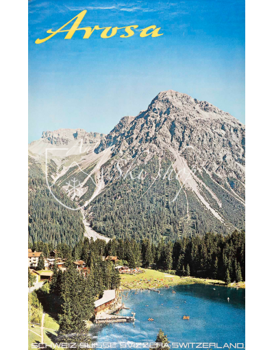 Vintage Swiss Ski Resort Poster : AROSA - LAKE