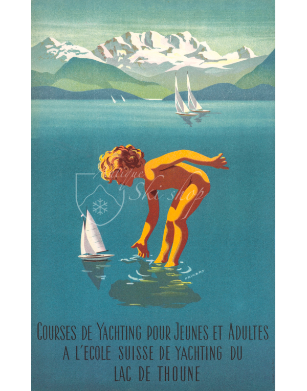 Vintage Swiss Travel Poster : LAC DE THOUNE Vintage Swiss Travel Poster : LAC DE THOUNE