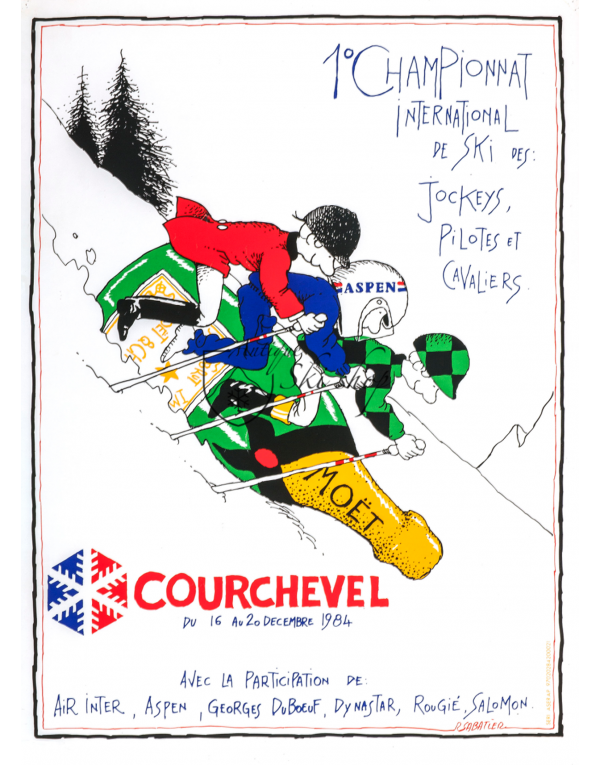 Vintage French Ski Resort Poster : COURCHEVEL - 1984 MOET SKI RACES Vintage French Ski Resort Poster : COURCHEVEL - 1984 MOET SKI RACES