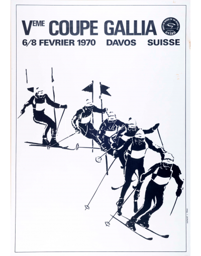Vintage Swiss Ski Poster : DAVOS - F.I.S. SKI WORLD CUP