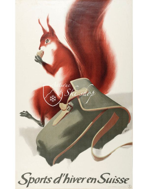 Vintage Swiss Travel Poster : SPORTS D'HIVER EN SUISSE