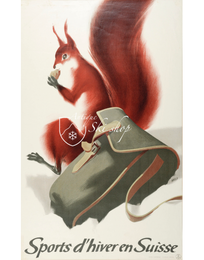 Vintage Swiss Travel Poster : SPORTS D'HIVER EN SUISSE