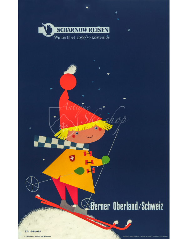 Vintage Swiss Ski Poster : Berner Oberland (Sharnow Reisen) Vintage Swiss Ski Poster : Berner Oberland (Sharnow Reisen)