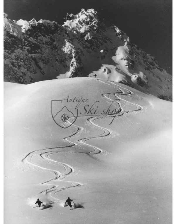 Vintage Ski Photo - Synchronized Powder Skiing Vintage Ski Photo - Synchronized Powder Skiing