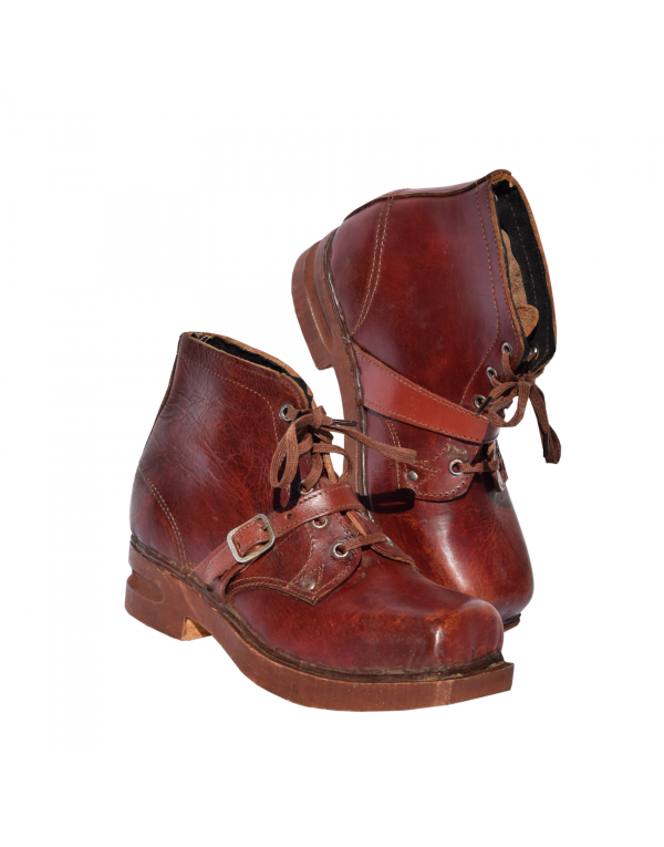 "Wooden Soles" 1930's Children Ski Boots "Wooden Soles" 1930's Children Ski Boots