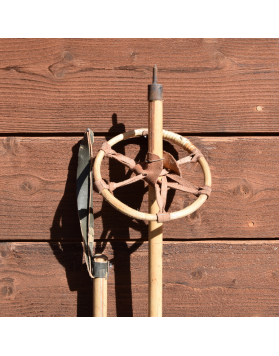 Antique Handmade Homestead Skis & Bamboo Ski Poles (Restored)