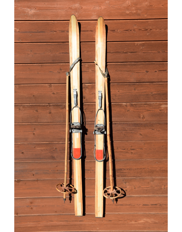 1950's antique children skis & poles