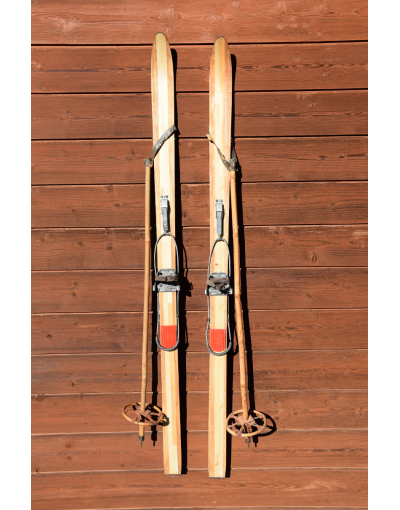 1950's antique children skis & poles