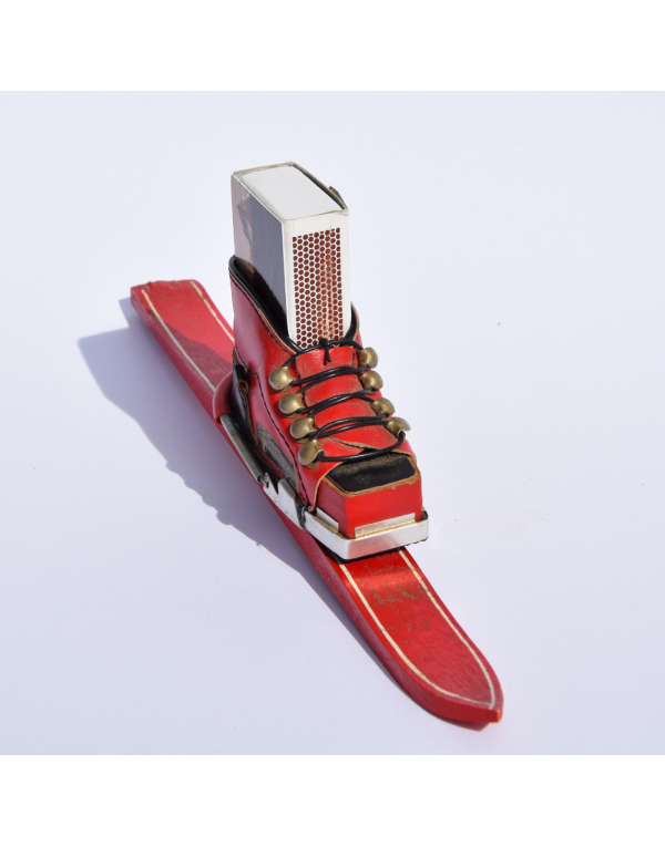 Antique Ski & Ski Boot Match Box Holder Antique Ski & Ski Boot Match Box Holder