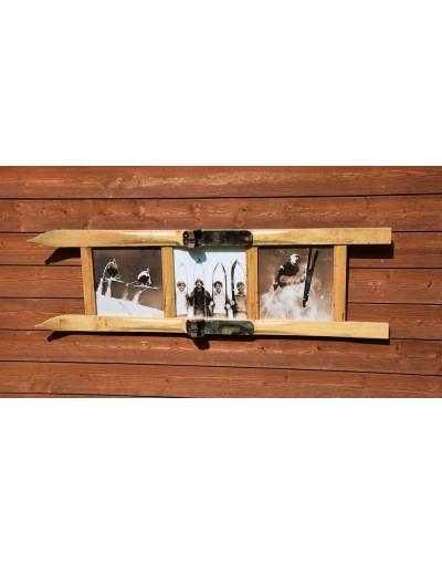 Three Panel Vintage Style Ski Frame / Cadre de ski vintage à trois panneaux / Vintage Skirahmen für drei Fotos