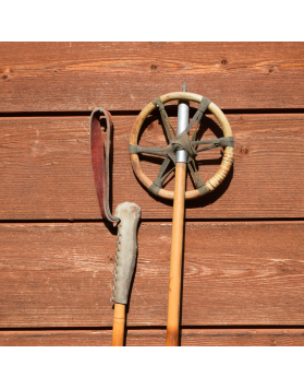 Antique "JACOBER" Swiss Military Skis & Poles