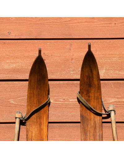 Vintage 1930's Swiss "ATTENHOFER" Skis & Poles