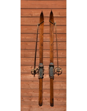Vintage 1930's Swiss "ATTENHOFER" Skis & Poles