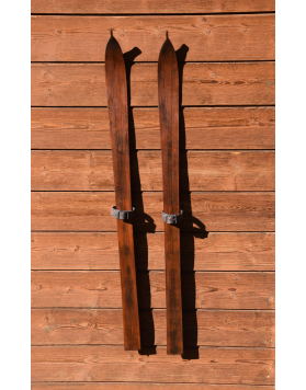 Antique 1920's Canadian Child Skis & Poles (Restored)