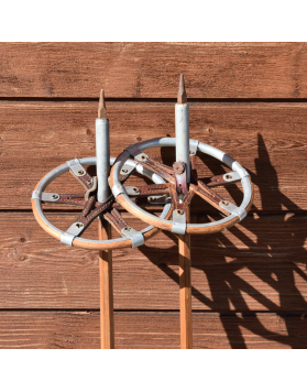1940's Antique  Swiss Skis & Very Rare Hexagon Poles