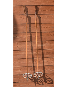 1940's Antique  Swiss Skis & Very Rare Hexagon Poles