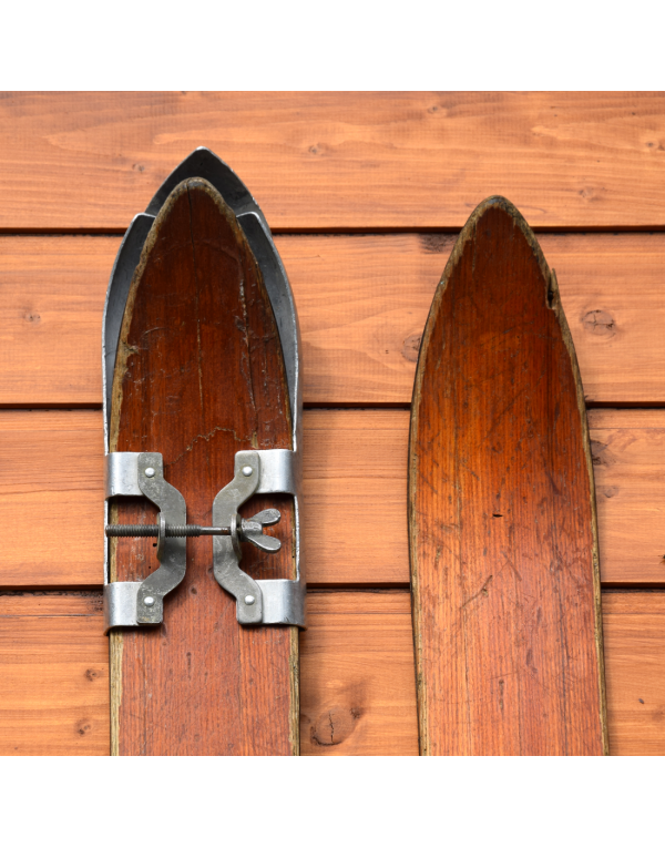 1940's Antique Swiss Skis & Poles (Unrestored) 1940's Antique Swiss Skis & Poles (Unrestored)
