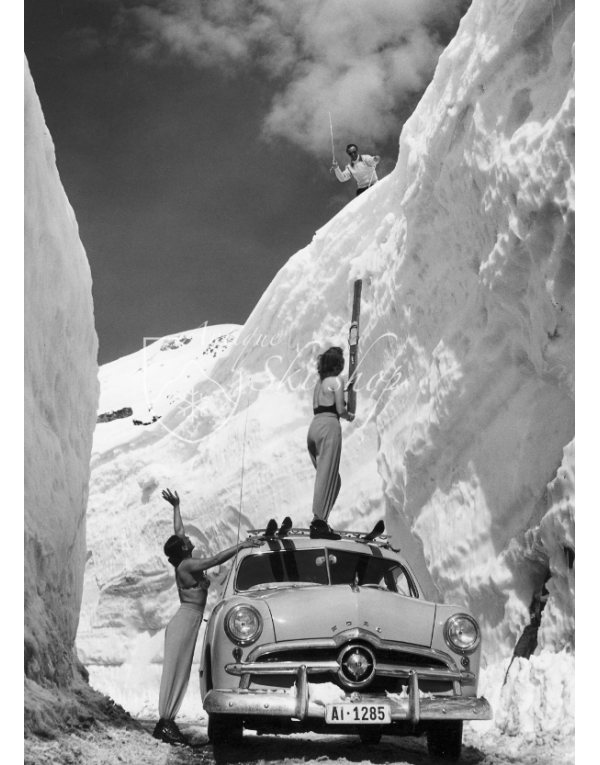 Vintage Ski Photo - A Ford on the Arlberg Pass Vintage Ski Photo - A Ford on the Arlberg Pass