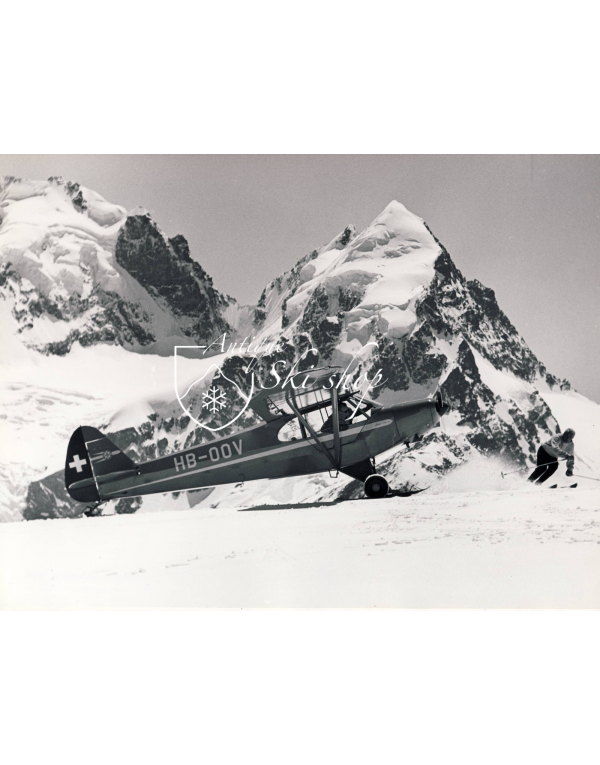 Vintage Mountain Photo - Plane on a Glacier Vintage Mountain Photo - Plane on a Glacier